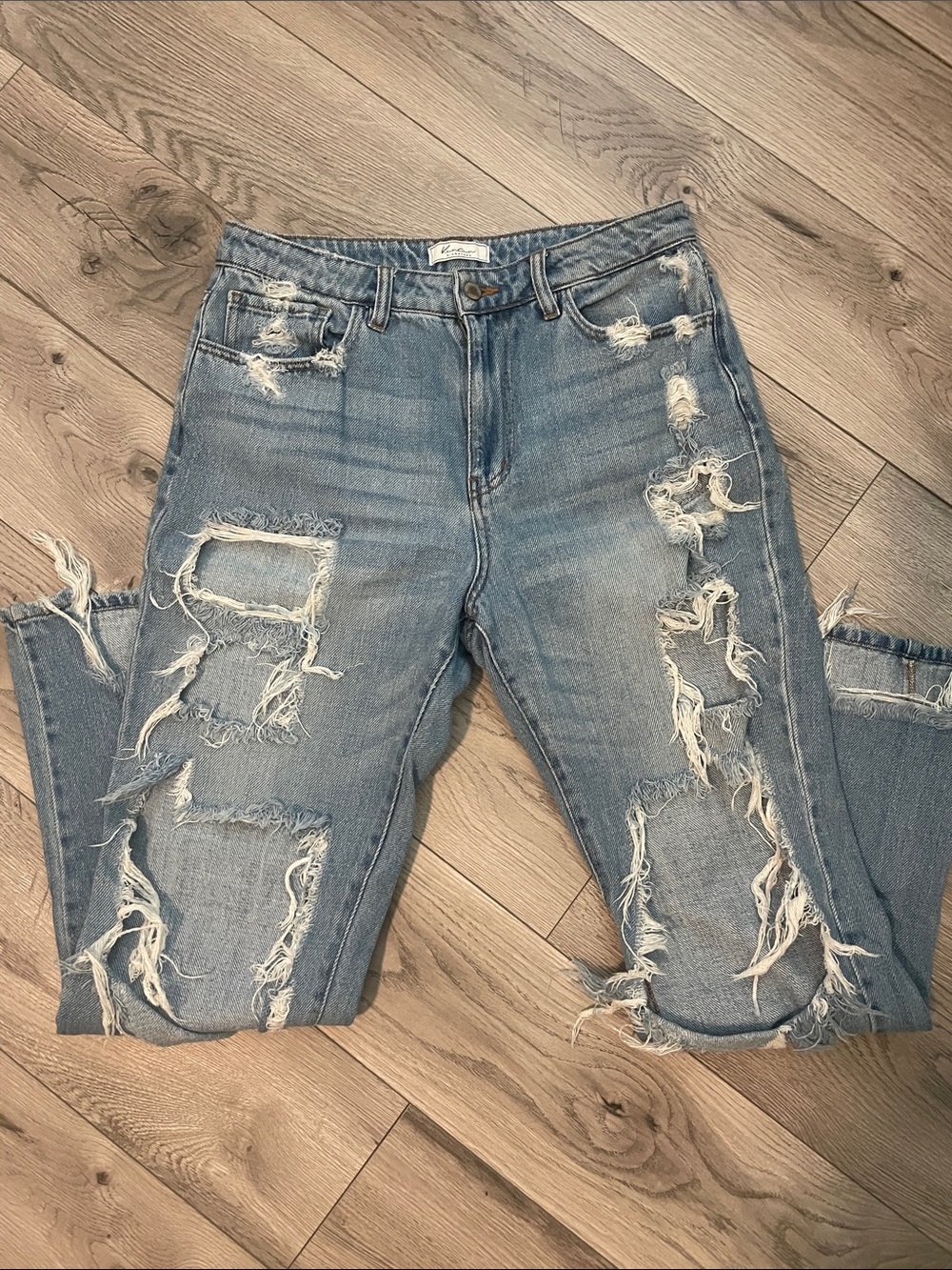Distressed Light Blue Women's ultra high rise Ripped Jeans